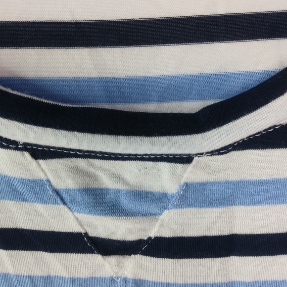 GAP Body M Short Sleeved Black Blue White Striped Top - Picture 7 of 7
